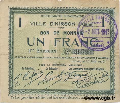 1 Franc FRANCE Regionalismus und verschiedenen  1915 JP.02-1181 SS