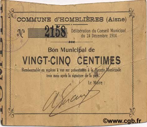 25 Centimes FRANCE regionalismo e varie  1914 JP.02-1215 BB