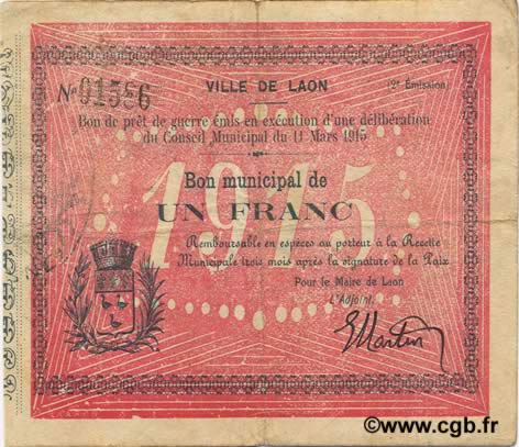 1 Franc FRANCE Regionalismus und verschiedenen  1915 JP.02-1275 SS