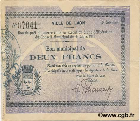 2 Francs FRANCE regionalism and various  1915 JP.02-1276 VF