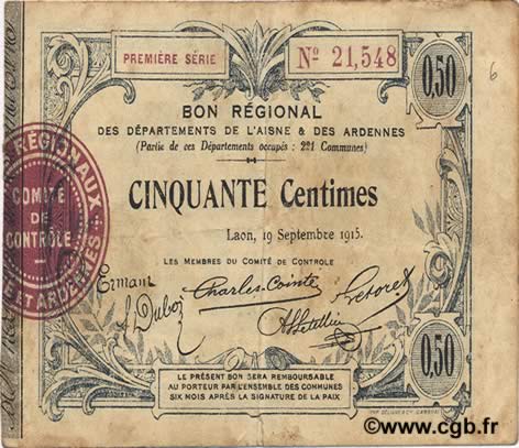 50 Centimes FRANCE regionalism and miscellaneous  1915 JP.02-1301 VF