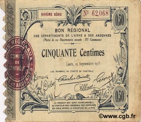 50 Centimes FRANCE Regionalismus und verschiedenen  1915 JP.02-1301 SS