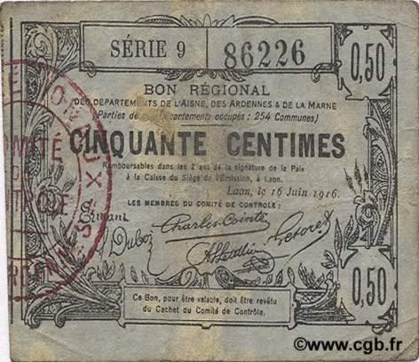 50 Centimes FRANCE Regionalismus und verschiedenen  1916 JP.02-1308 S