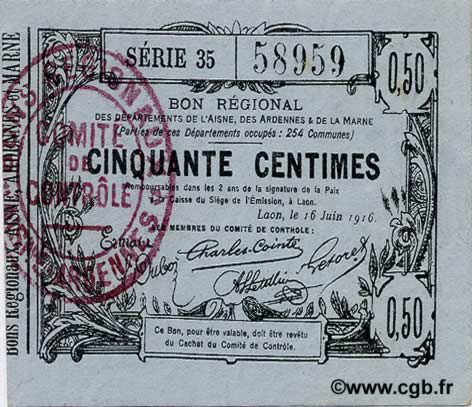 50 Centimes FRANCE regionalismo y varios  1916 JP.02-1308 SC