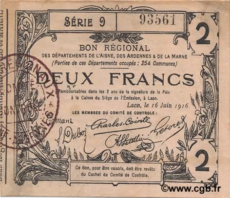 2 Francs FRANCE regionalismo y varios  1916 JP.02-1310 MBC
