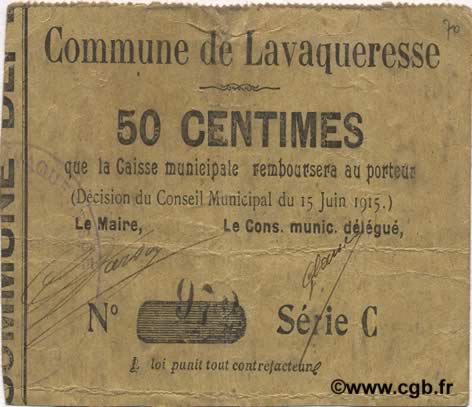 50 Centimes FRANCE regionalism and various  1915 JP.02-1320 F+