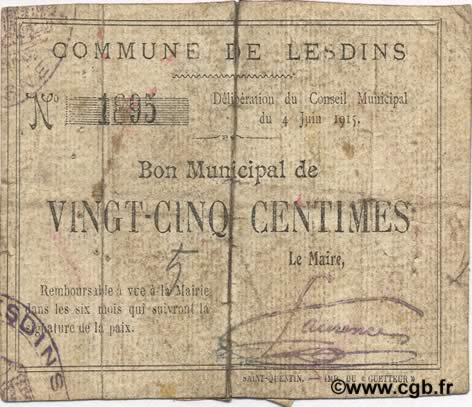 25 Centimes FRANCE régionalisme et divers  1915 JP.02-1344 TB