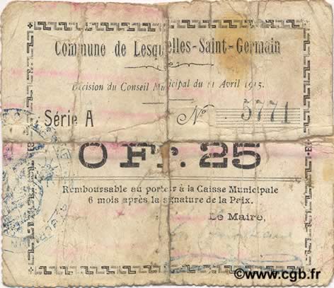 25 Centimes FRANCE regionalism and various  1915 JP.02-1352 G