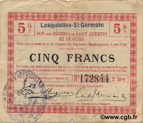 5 Francs FRANCE Regionalismus und verschiedenen  1917 JP.02-1369.SQG fSS