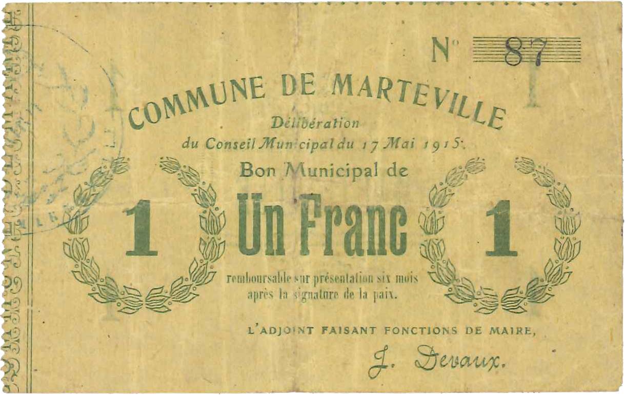 1 Franc FRANCE regionalism and various  1915 JP.02-1446 VF-