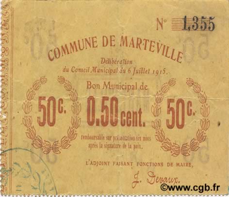 50 Centimes FRANCE regionalism and various  1915 JP.02-1450 VF