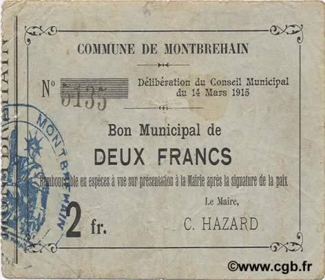 2 Francs FRANCE regionalism and various  1915 JP.02-1548 VF