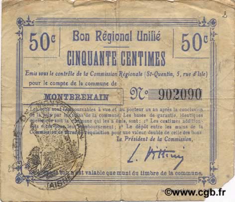50 Centimes FRANCE regionalism and various  1916 JP.02-1558.BRU F