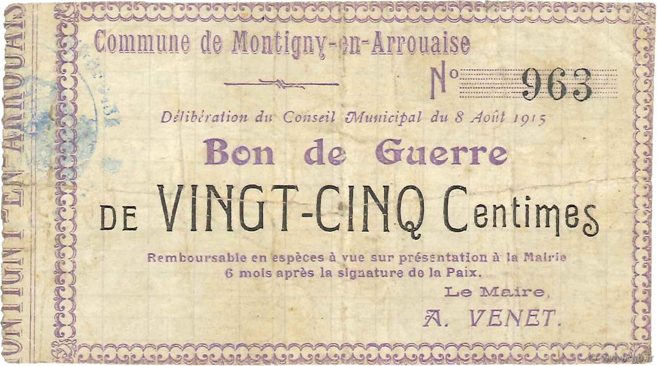 25 Centimes FRANCE Regionalismus und verschiedenen  1915 JP.02-1585 S