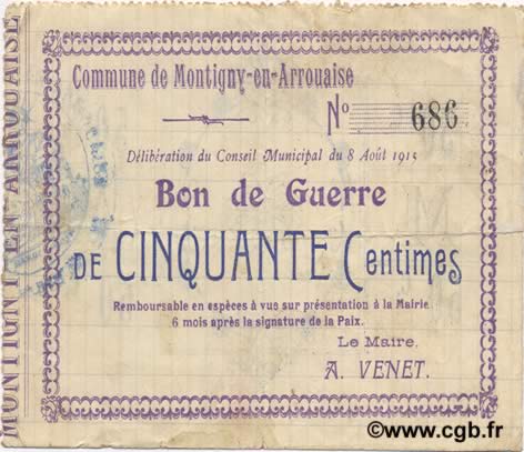 50 Centimes FRANCE regionalismo y varios  1915 JP.02-1586 MBC