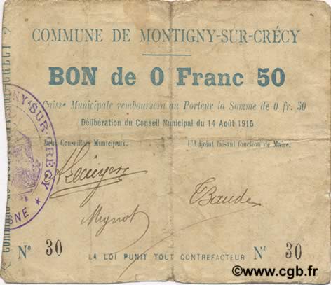 50 Centimes FRANCE regionalism and various  1915 JP.02-1594 F+