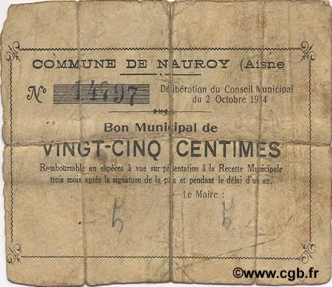 25 Centimes FRANCE regionalismo e varie  1914 JP.02-1620 q.MB