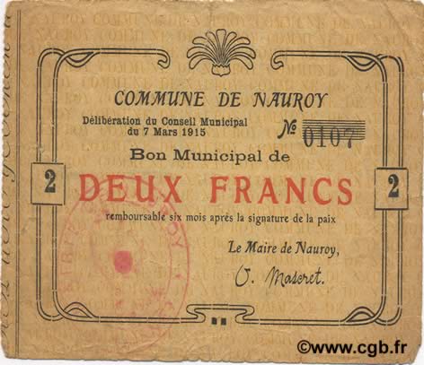 2 Francs FRANCE Regionalismus und verschiedenen  1915 JP.02-1628 SS