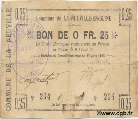 25 Centimes FRANCE régionalisme et divers  1915 JP.02-1640 TB