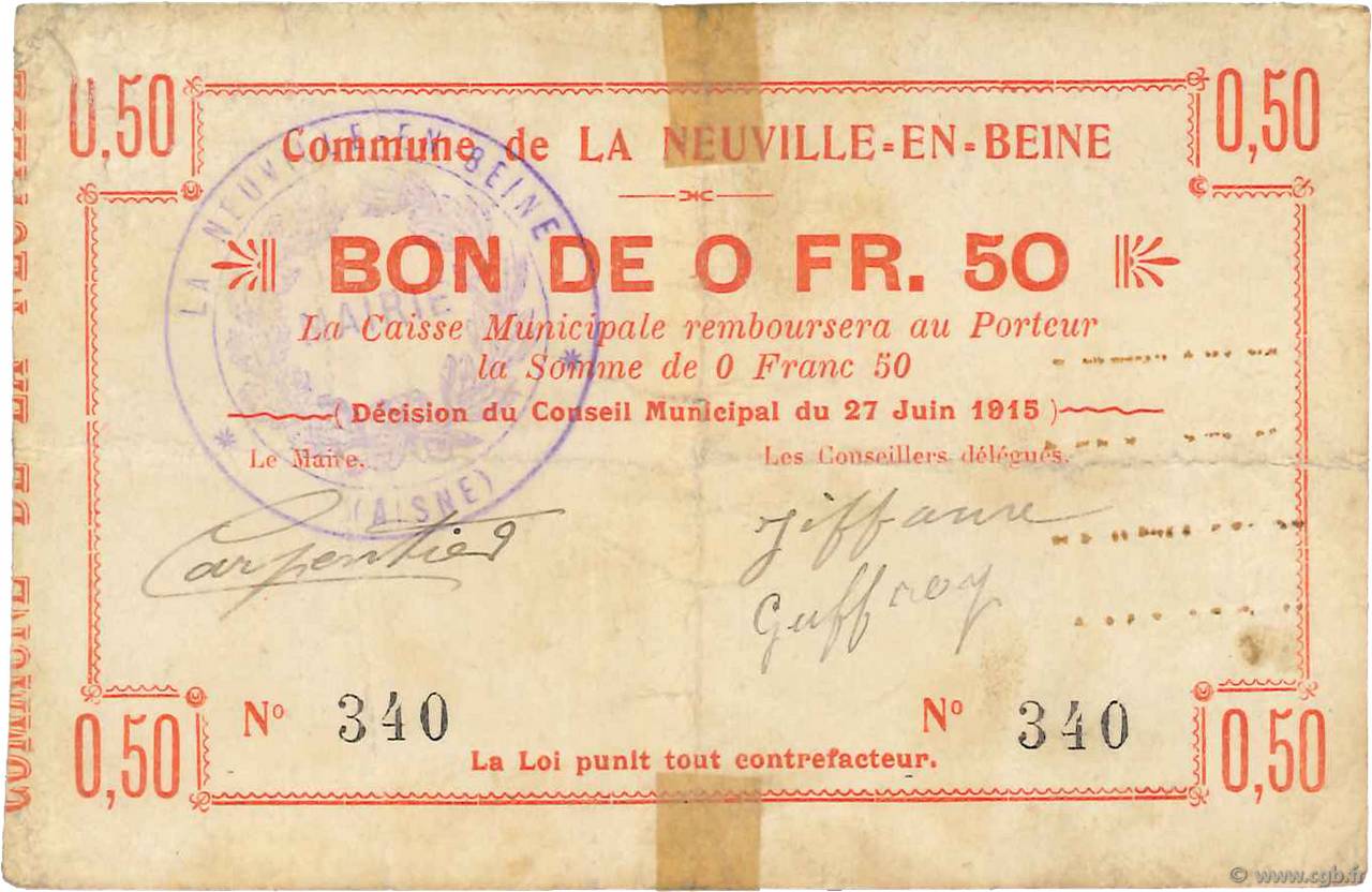 50 Centimes FRANCE regionalism and various  1915 JP.02-1641 F