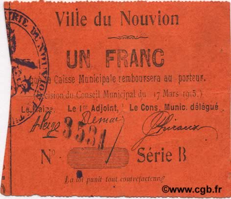 1 Franc FRANCE Regionalismus und verschiedenen  1915 JP.02-1677 SS