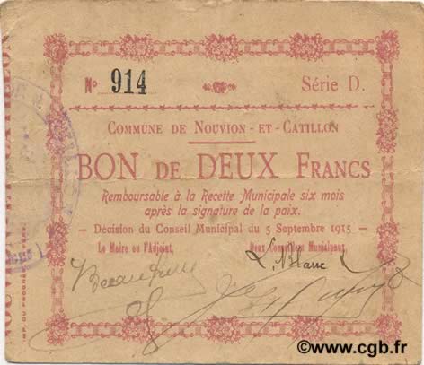 2 Francs FRANCE Regionalismus und verschiedenen  1915 JP.02-1692 SS