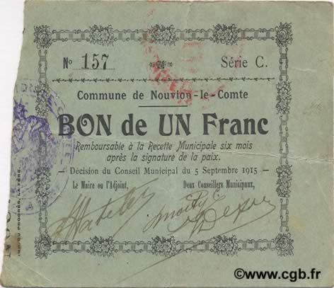 1 Franc FRANCE regionalismo e varie  1915 JP.02-1696 BB