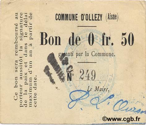 50 Centimes FRANCE regionalism and various  1916 JP.02-1714v VF+