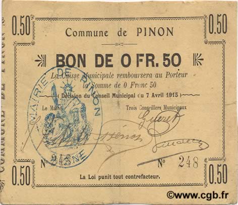50 Centimes FRANCE régionalisme et divers  1915 JP.02-1765 TB