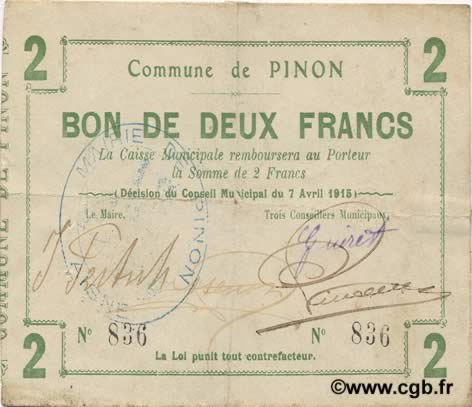 2 Francs FRANCE regionalismo y varios  1915 JP.02-1767 MBC