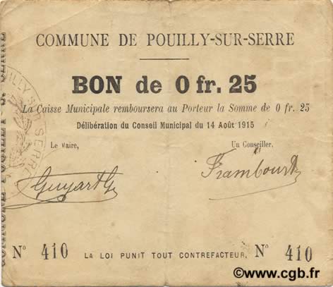 25 Centimes FRANCE regionalismo e varie  1915 JP.02-1785 BB