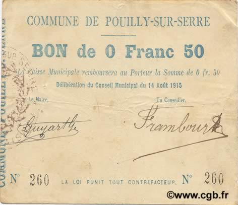 50 Centimes FRANCE regionalism and various  1915 JP.02-1786 VF