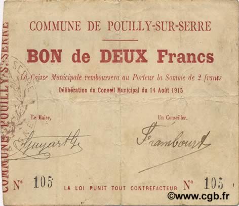 2 Francs FRANCE regionalismo y varios  1915 JP.02-1788 BC+