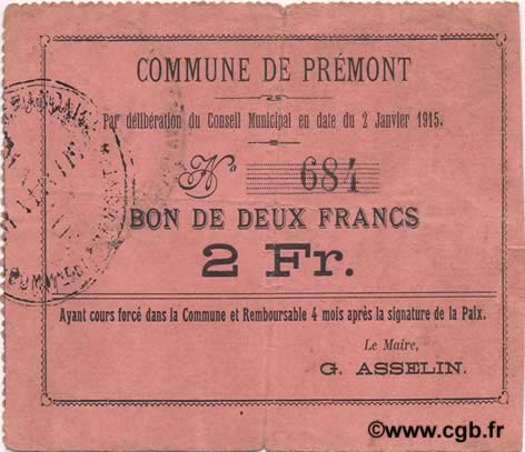 2 Francs FRANCE régionalisme et divers  1915 JP.02-1802 TTB