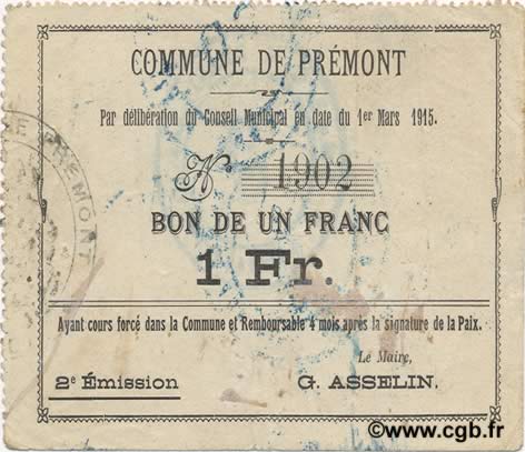 1 Franc FRANCE regionalism and miscellaneous  1915 JP.02-1804 VF