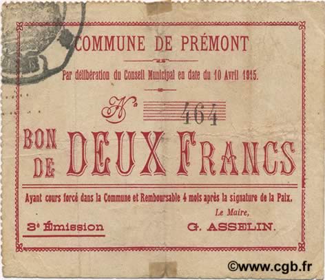 2 Francs FRANCE regionalism and various  1915 JP.02-1809 F