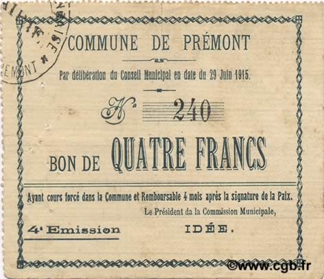 4 Francs FRANCE regionalism and various  1915 JP.02-1836 VF