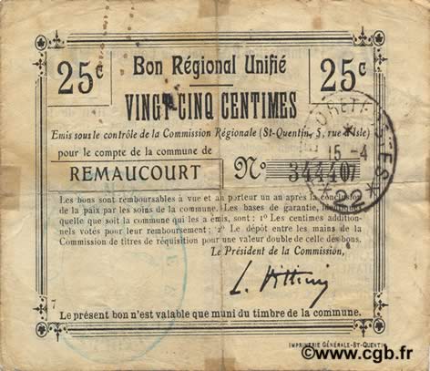 25 Centimes FRANCE regionalism and miscellaneous  1916 JP.02-1908.BRU VG