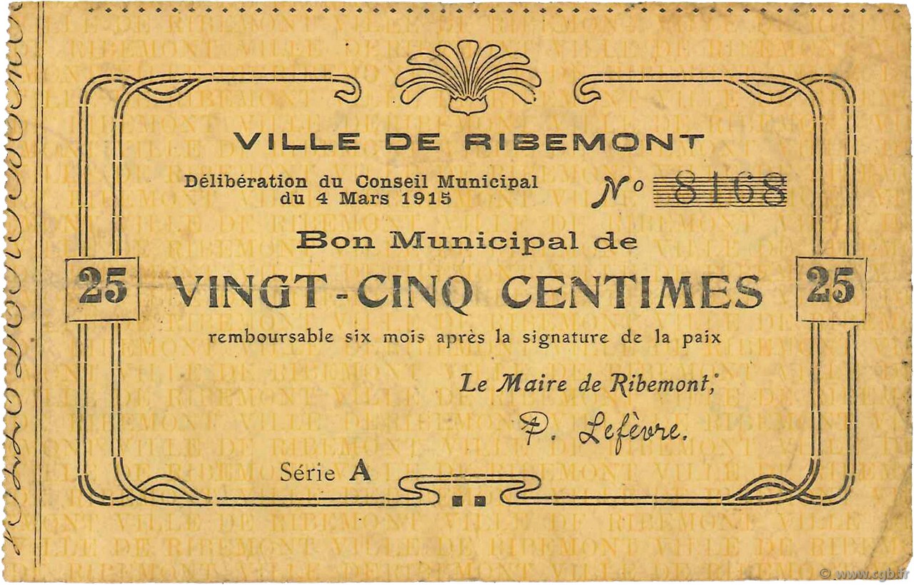 25 Centimes FRANCE régionalisme et divers  1915 JP.02-1929 TTB