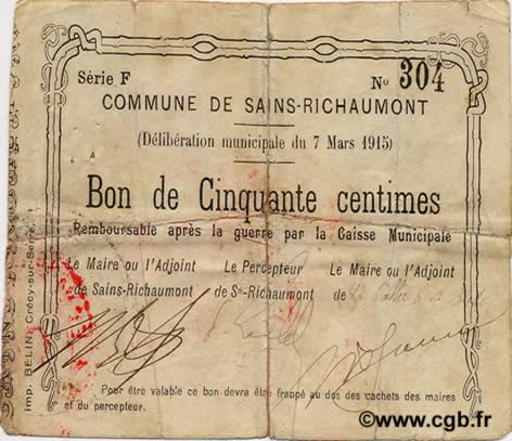 50 Centimes FRANCE regionalism and various  1915 JP.02-1967 F