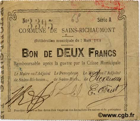 2 Francs FRANCE Regionalismus und verschiedenen  1915 JP.02-1969 SS