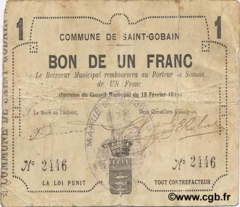 1 Franc FRANCE regionalism and various  1915 JP.02-1996 F