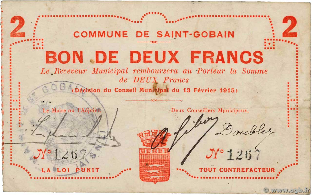 2 Francs FRANCE regionalism and various  1915 JP.02-1997 F