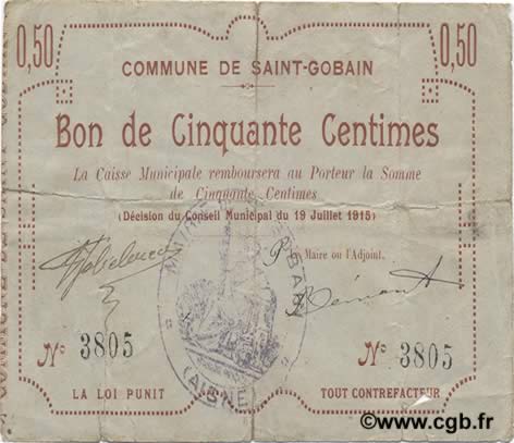 50 Centimes FRANCE regionalismo e varie  1915 JP.02-2007 q.BB