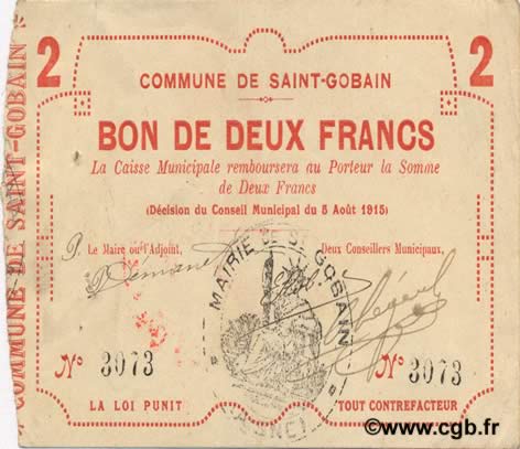 2 Francs FRANCE régionalisme et divers  1915 JP.02-2011 TTB