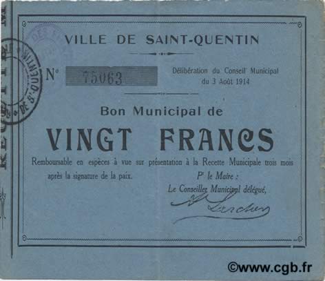 20 francs FRANCE regionalism and miscellaneous  1914 JP.02-2036 VF+