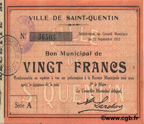 20 francs FRANCE regionalismo e varie  1915 JP.02-2043 q.SPL