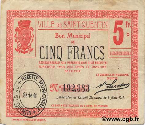 5 Francs FRANCE regionalism and various  1916 JP.02-2048 F+
