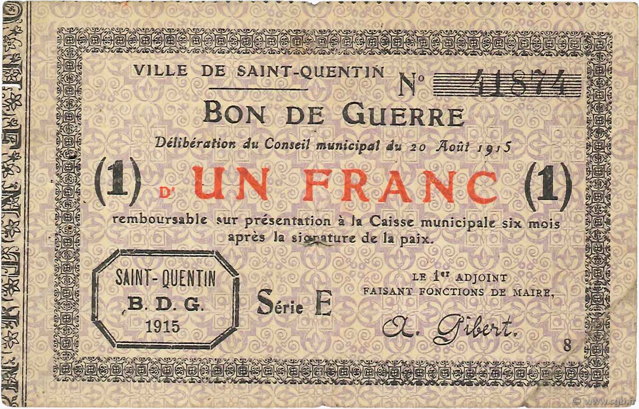 1 Franc FRANCE regionalism and miscellaneous  1915 JP.02-2073 F