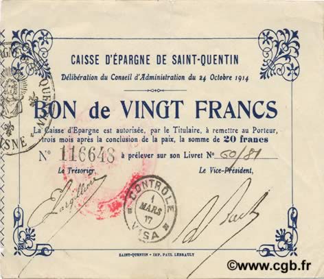 20 francs FRANCE Regionalismus und verschiedenen  1914 JP.02-2090 fVZ